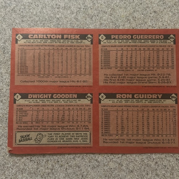 1986 Topps 4 panel uncut Malong with other cards. See description for condition. - Picture 4 of 7